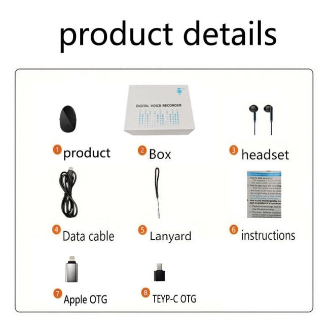The Voice Recorder Is Miniature And Has A Built-in Horn Magnet