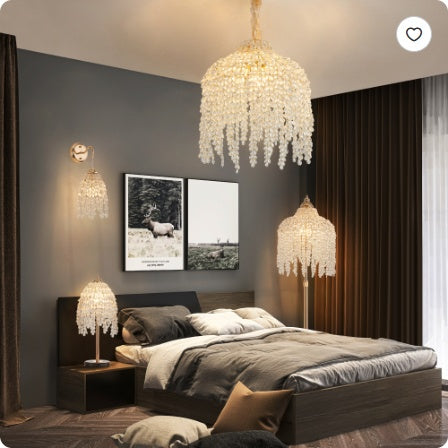 19 Elegant Crystal Table Lamp Vintage Waterfall Design With Teardrop Grape Crystal Bead String Shades And Marble Textured Base For Living Room, Bedroom, Or Office Bulb Not Included