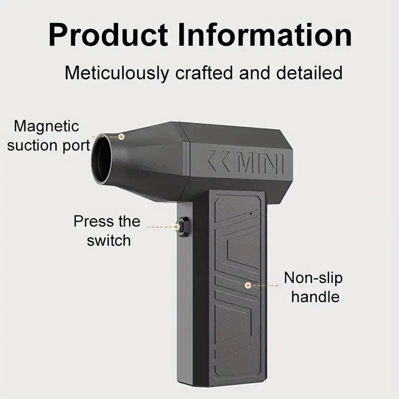 2025 Newest Enhanced Violent Brushless Turbine Fan, Air Duster 130,000RPM High Speed Mini Blower, 4-speed Adjustable Power Turbine Jet Fan, Portable Dust Collector For Cleaning Electronics, Cars, Home