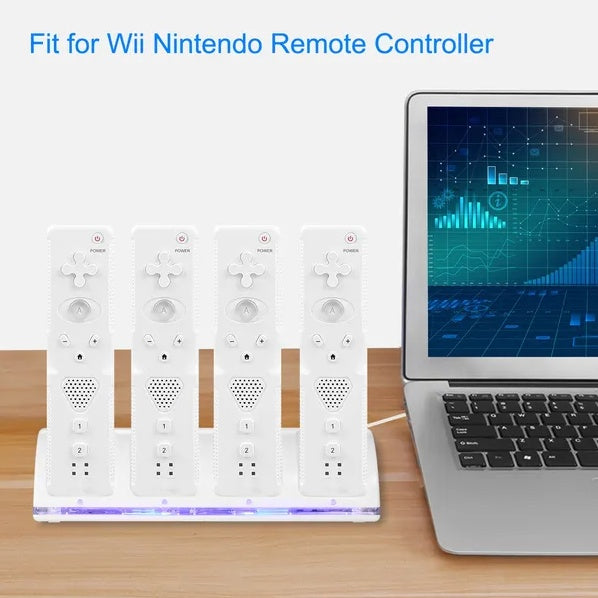 4 Remotes Charging Dock Game Controller Charger 2800mAh Rechargeable Battery Charging Stations W LED Indicator For Wii Nintendo