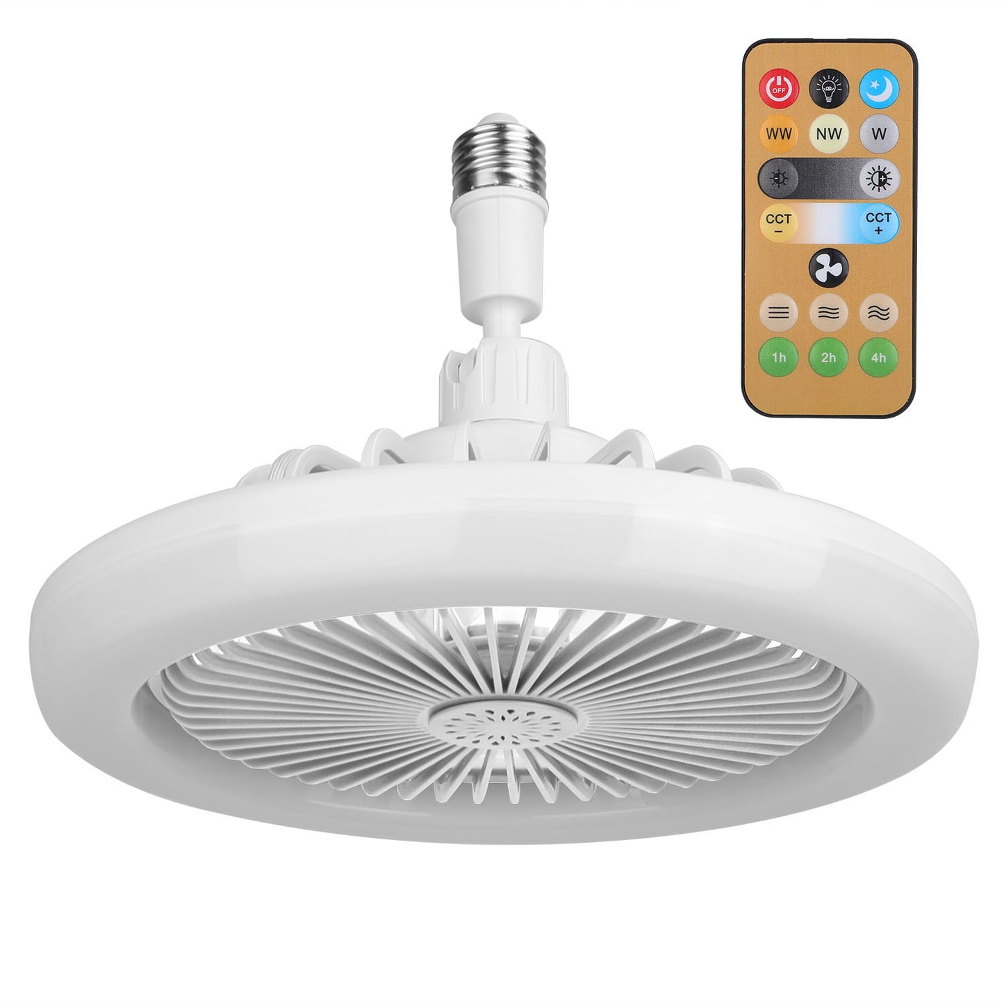 White-Grey Options -- 1Pc Ceiling Fan With Lights Remote Control 9.44in E27 Socket Fanlight With Dimmable Dimming Light Color Brightness 3 Fan Speed Timer Function