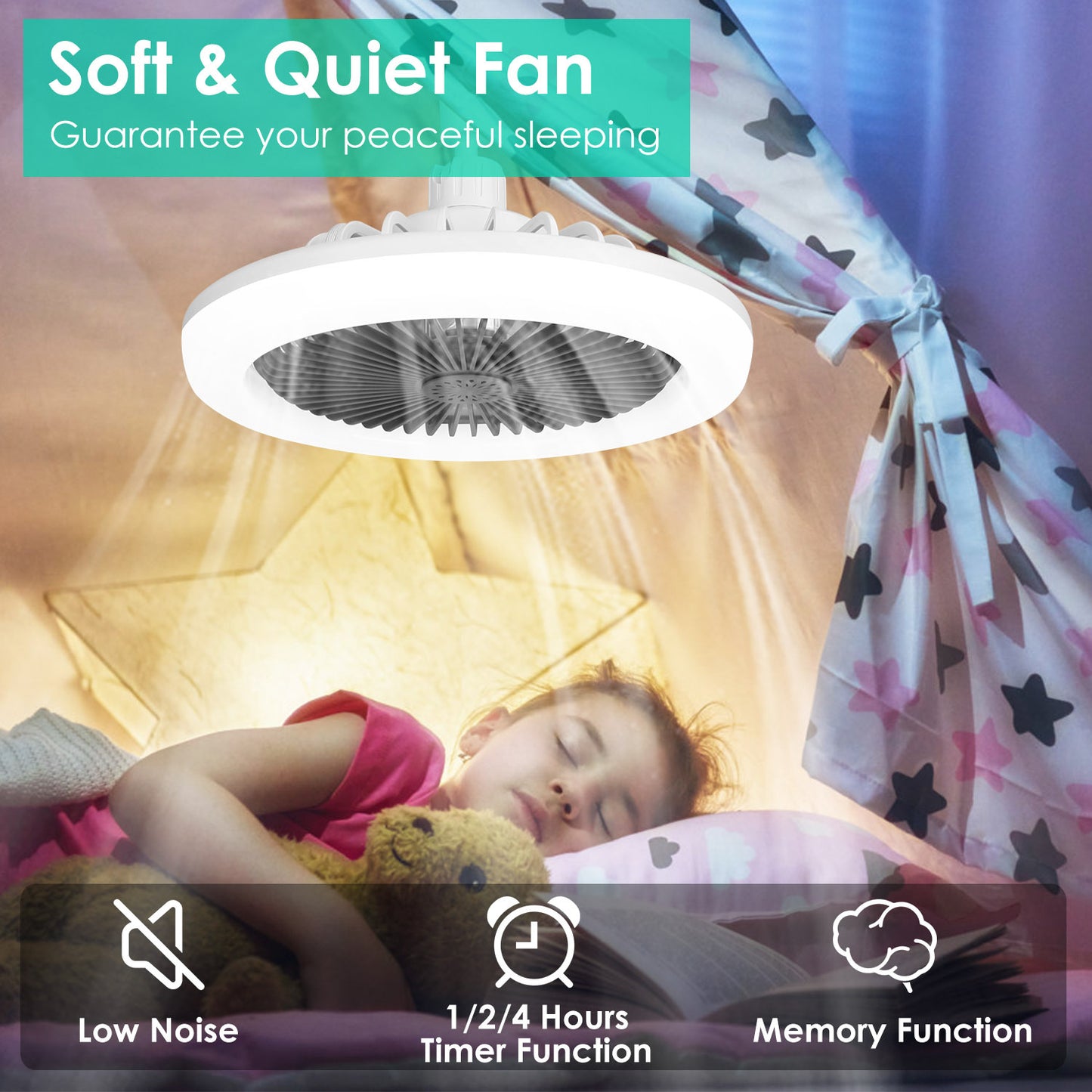 White-Grey Options -- 1Pc Ceiling Fan With Lights Remote Control 9.44in E27 Socket Fanlight With Dimmable Dimming Light Color Brightness 3 Fan Speed Timer Function