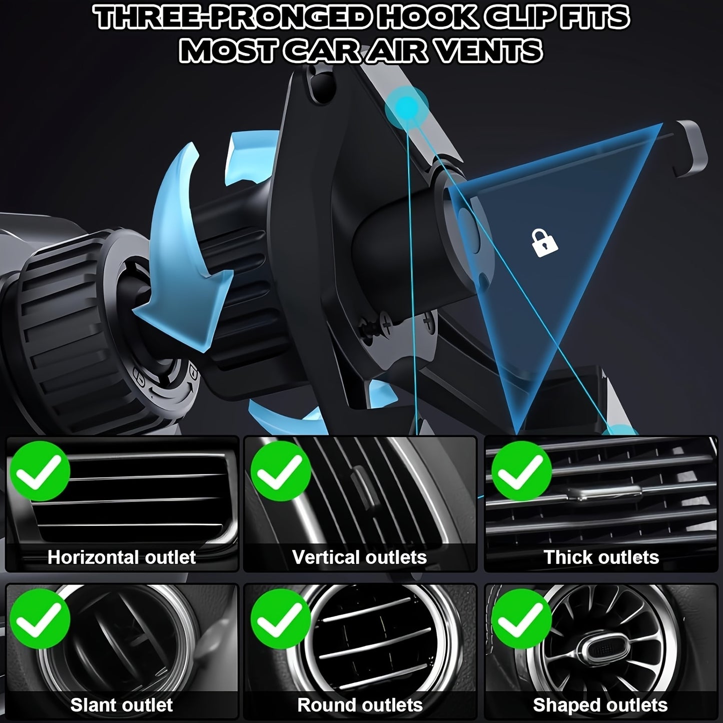 Car Universal Mobile Phone Holder 15W Wireless Fast Charging 2 In 1 Automatic Rotating Magnetic Mobile Phone Holder Car Air Outlet Holder, Automatic Clamping Automatic Rotating 90  Air Outlet Holder