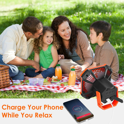 Portable Camping Lantern Fan Battery Powered Hanging Fan USB Rechargeable Tent Fan With 4 Light Modes 3 Wind Modes Emergency Power Bank Remote Control Hanging Hook