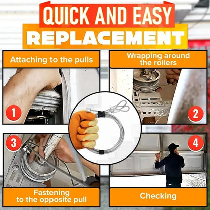 Garage Door Cable For 8 Ft Door 9 Ft 7 In Long Heavy Duty 304 Steel Galvanized Cables Pack Of 2 Corrosion Resistant Rust Proof Wire Durable Smooth Operation Easy Installation Reliable