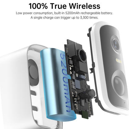 Wireless Battery Powered Security Camera 4MP Full Color Wifi IP66 Outdoor CCTV Camera