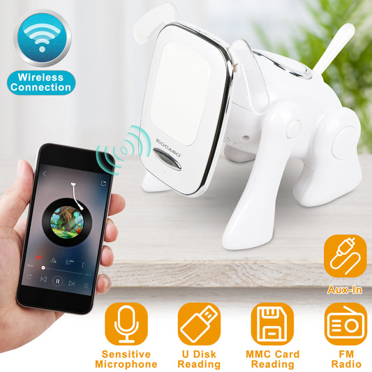 Puppy Dog Wireless Speaker Portable Mini Music Player Stereo Cute Animal Speaker With Built-In Mic FM Radio Stereo Bass MMC Card Slot USB Port For Cellphone Tablet