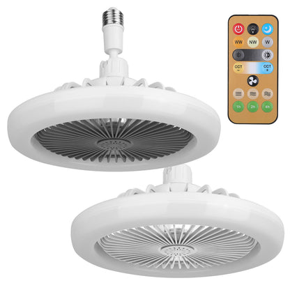 White-Grey Options -- 1Pc Ceiling Fan With Lights Remote Control 9.44in E27 Socket Fanlight With Dimmable Dimming Light Color Brightness 3 Fan Speed Timer Function