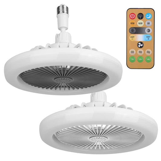 White-Grey Options -- 1Pc Ceiling Fan With Lights Remote Control 9.44in E27 Socket Fanlight With Dimmable Dimming Light Color Brightness 3 Fan Speed Timer Function