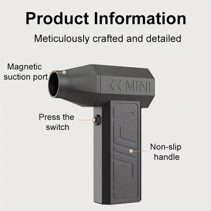 2025 Newest Enhanced Violent Brushless Turbine Fan, Air Duster 130,000RPM High Speed Mini Blower, 4-speed Adjustable Power Turbine Jet Fan, Portable Dust Collector For Cleaning Electronics, Cars, Home