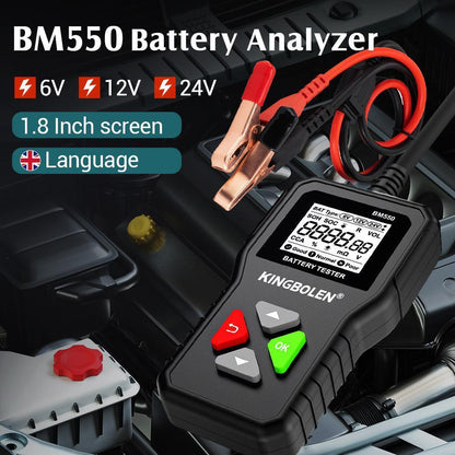 Jinbolun BM550 Car Battery Tester 6V 12V 24V Voltage Tester Battery Analyzer Diagnostic Instrument For All Cars