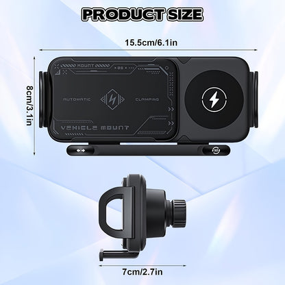 Car Universal Mobile Phone Holder 15W Wireless Fast Charging 2 In 1 Automatic Rotating Magnetic Mobile Phone Holder Car Air Outlet Holder, Automatic Clamping Automatic Rotating 90  Air Outlet Holder
