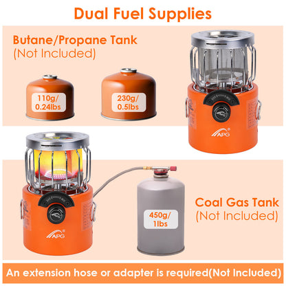 2000W 2 In 1 Camping Stove Tent Heater Outdoor Gas Stove Portable Backpacking Stove With 3 Modes 360 Degree Radiant Heating For Camping Hiking Picnic BBQ